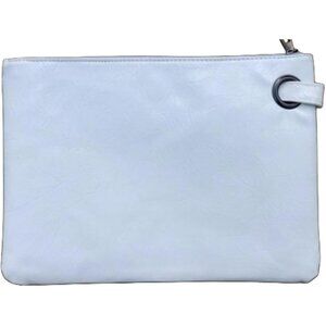 Women's White Leather Zipper Trendy Designer Wristlet Elegant Wedding Clutch